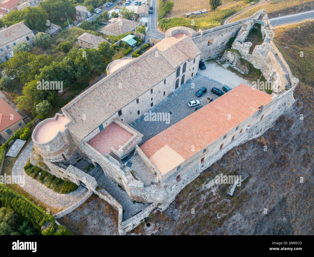 Vue aérienne de Normanno Svevo Castle, Vibo Valentia, Calabre, Italie Banque D'Images