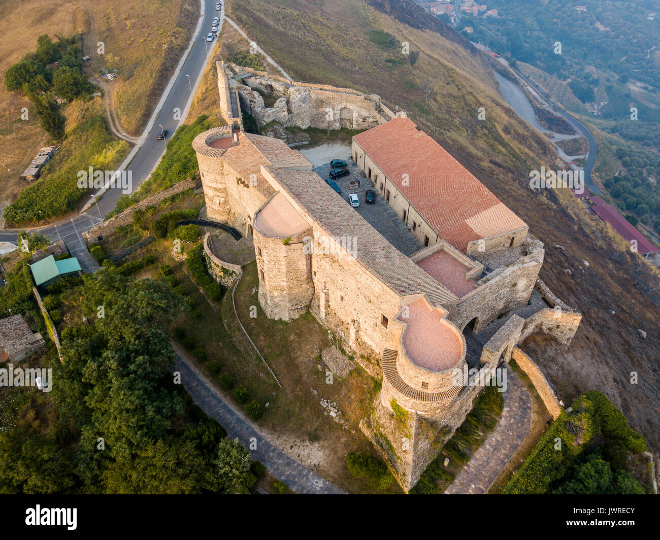 Vue aérienne de Normanno Svevo Castle, Vibo Valentia, Calabre, Italie Banque D'Images