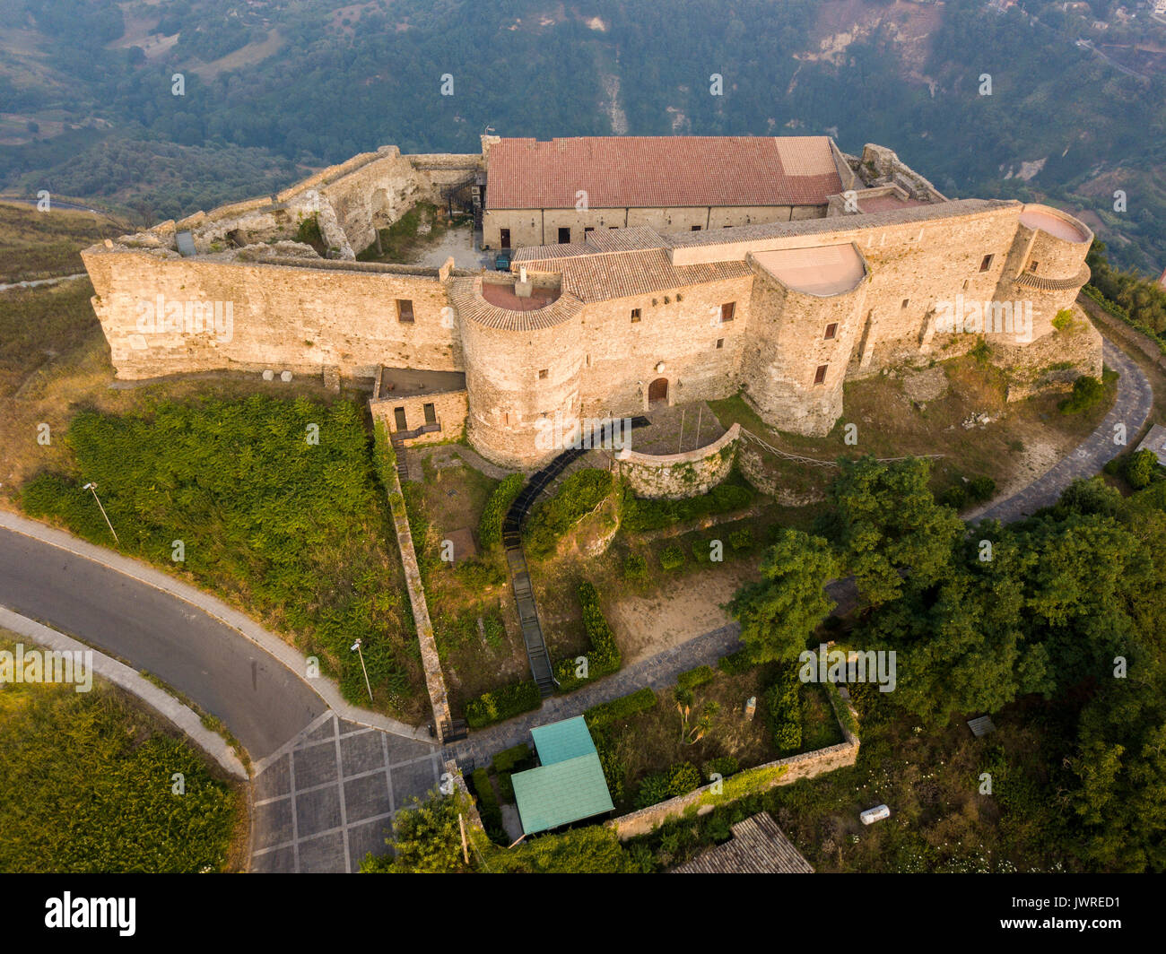Vue aérienne de Normanno Svevo Castle, Vibo Valentia, Calabre, Italie Banque D'Images