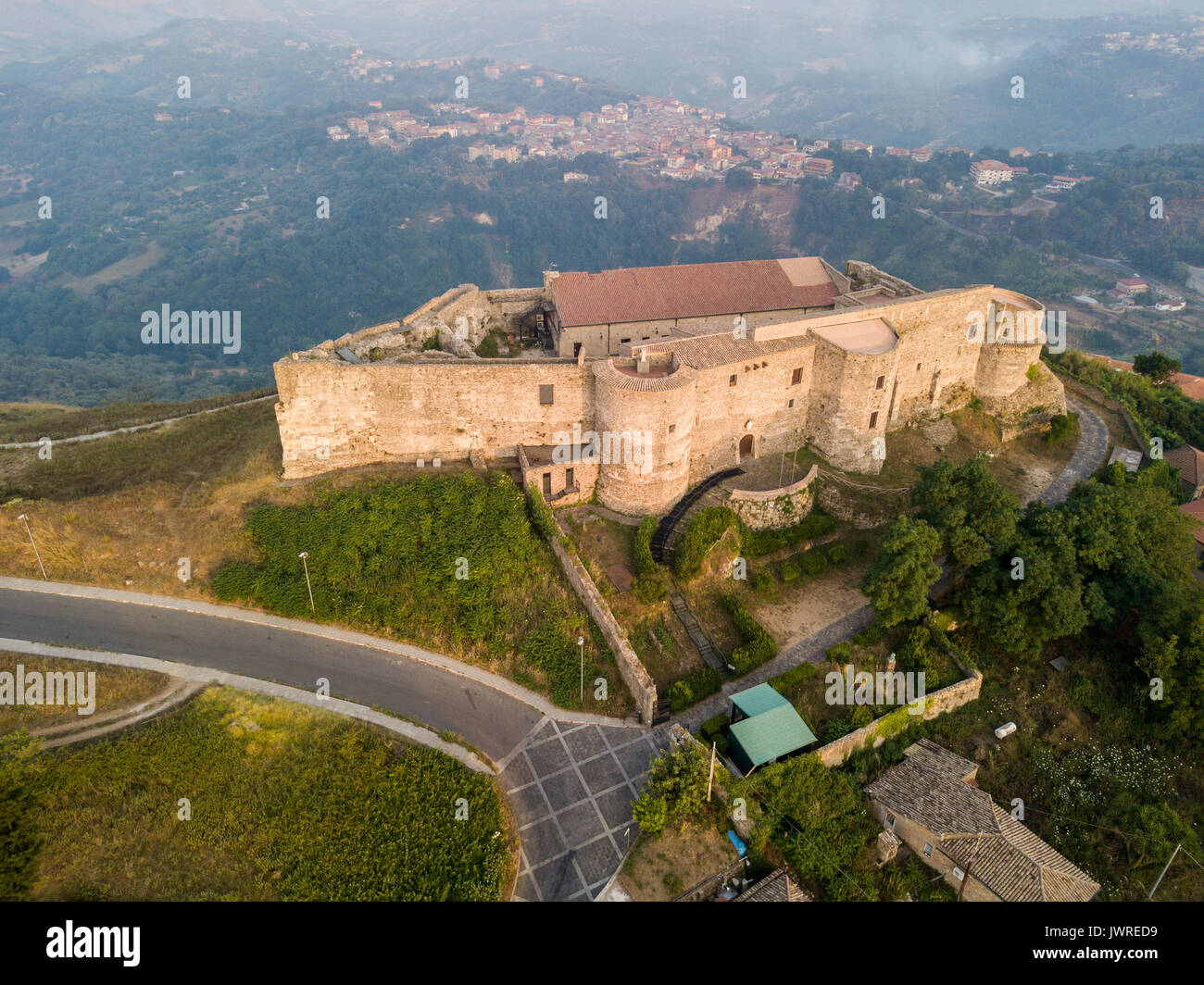 Vue aérienne de Normanno Svevo Castle, Vibo Valentia, Calabre, Italie Banque D'Images