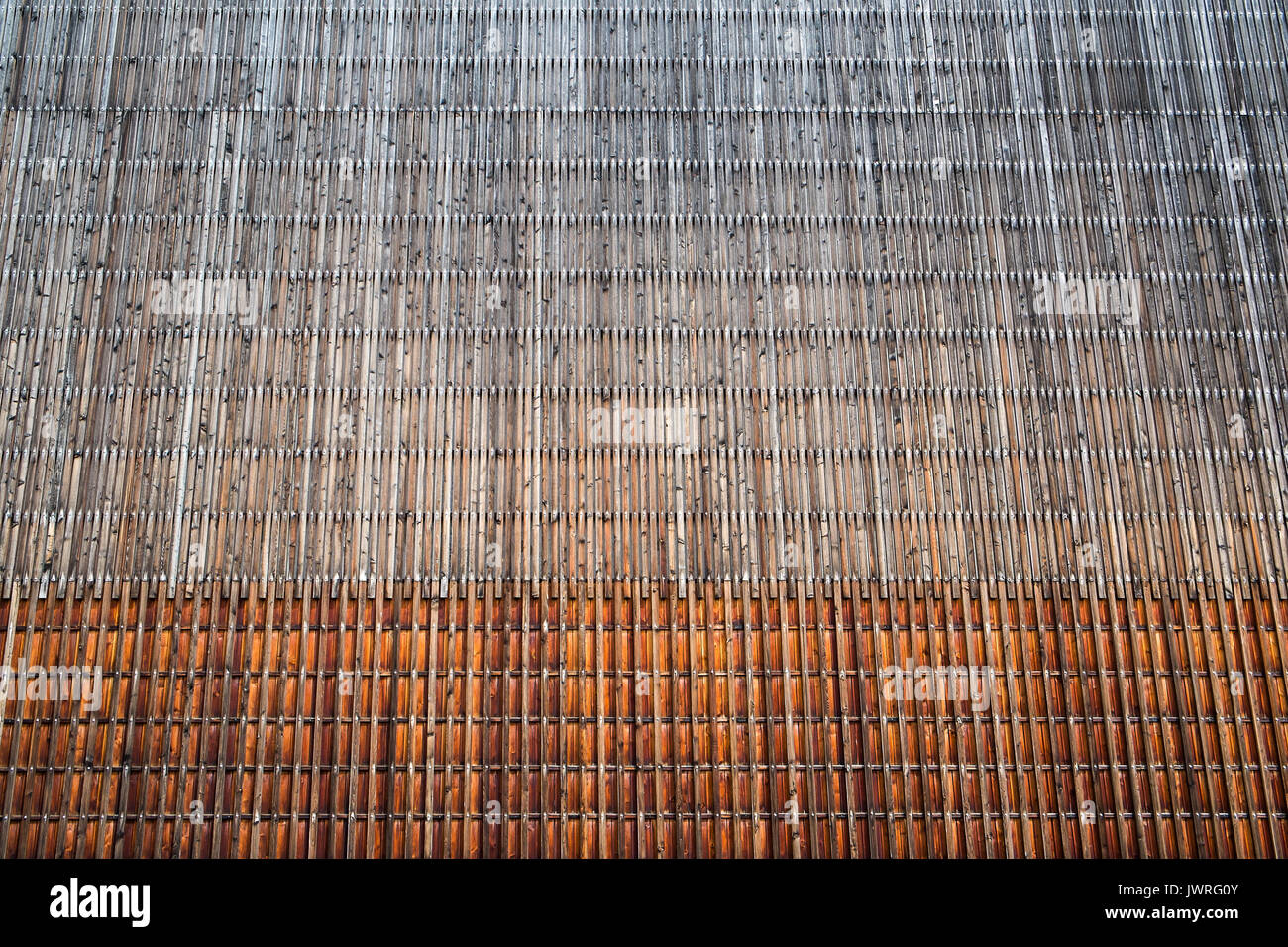 Revêtements muraux en bois, théâtre, Oloron-Sainte-Marie, France. Banque D'Images