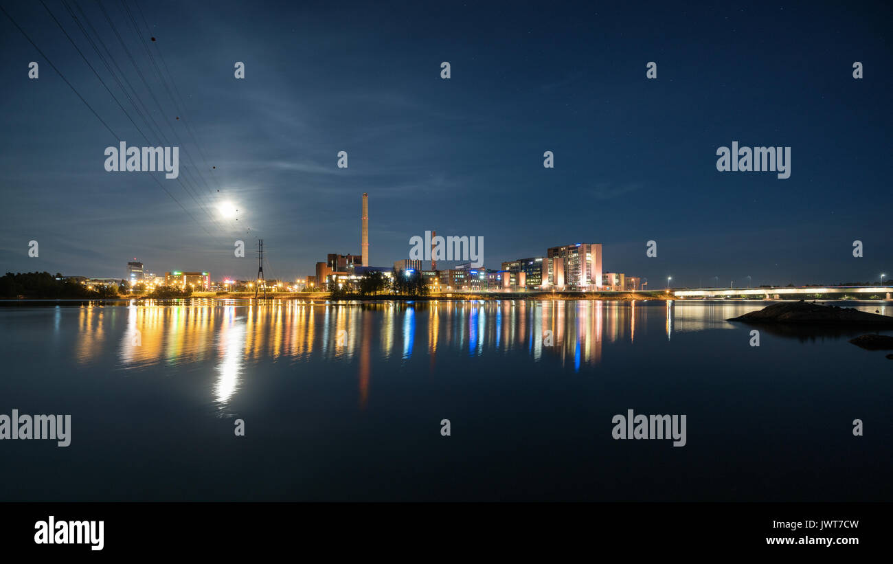 Salmisaari (à Helsinki) par nuit, la Finlande, l'Europe, l'Union européenne Banque D'Images
