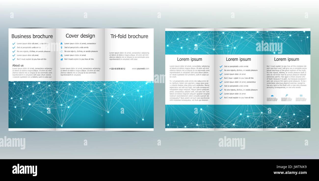 Brochure en trois volets modèle avec fond hexagonal. Vector illustration. Illustration de Vecteur