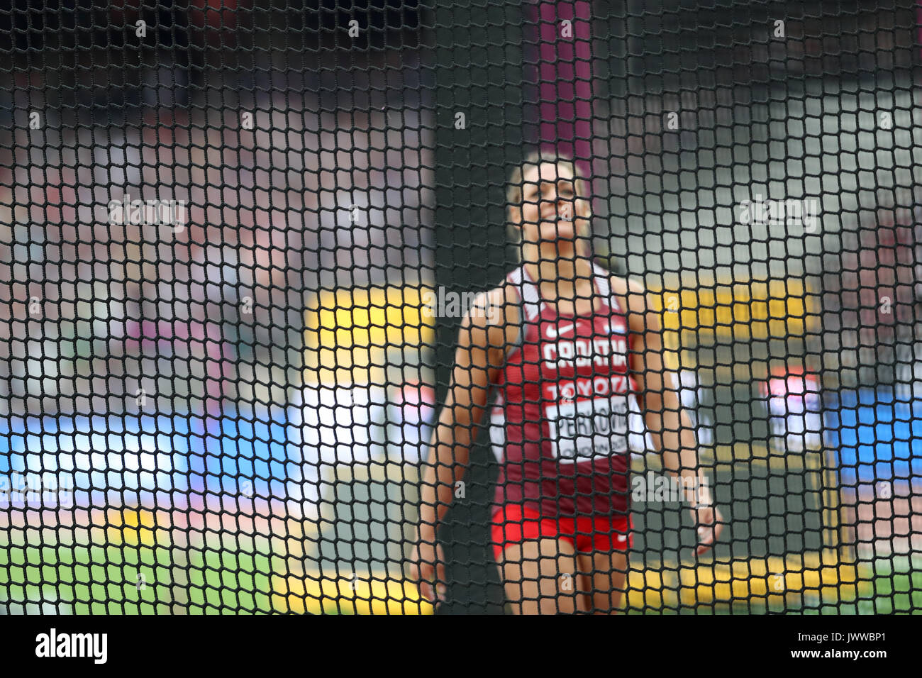 Londres, Royaume-Uni. 13 août 2017. Sandra PERKOVIC (Croatie) qui se font concurrence dans la Women's Discus finale aux Championnats du monde IAAF 2017, Queen Elizabeth Olympic Park, Stratford, London, UK. Crédit : Simon Balson/Alamy Live News Banque D'Images