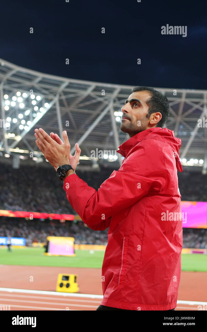 Londres, Royaume-Uni. 13 août 2017. Majd Eddin GHAZAL (Syrie) 3e dans l'épreuve du saut en hauteur à la finale des Championnats du monde IAAF 2017, Queen Elizabeth Olympic Park, Stratford, London, UK. Crédit : Simon Balson/Alamy Live News Banque D'Images