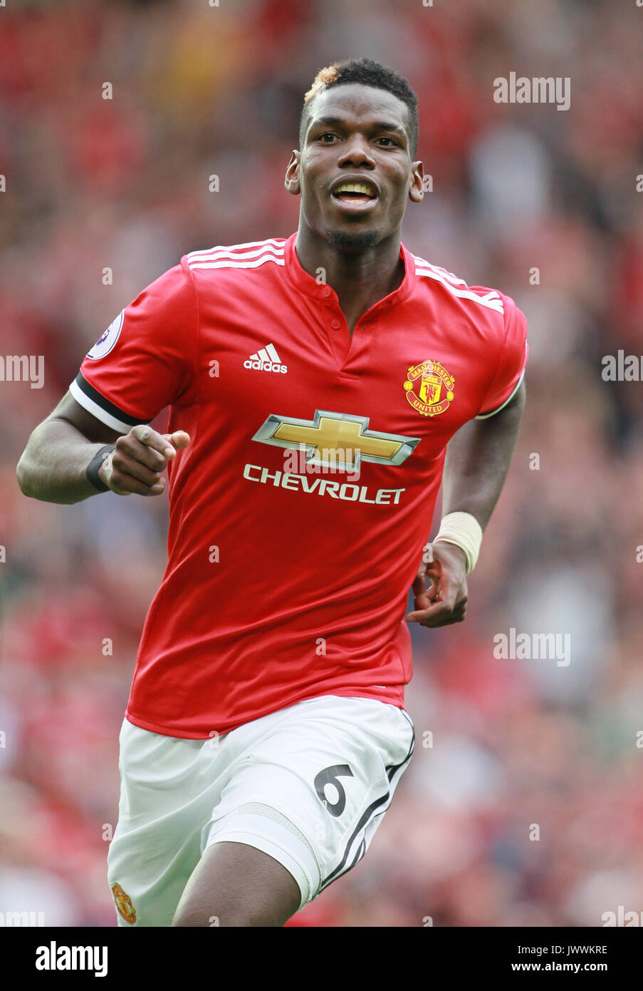 Paul Pogba de Manchester United lors du match de la Premier League à Old Trafford, Manchester. APPUYEZ SUR ASSOCIATION photo. Date de la photo: Dimanche 13 août 2017. Voir PA Story FOOTBALL Man Utd. Le crédit photo devrait se lire comme suit : Richard Sellers/PA Wire. RESTRICTIONS : aucune utilisation avec des fichiers audio, vidéo, données, listes de présentoirs, logos de clubs/ligue ou services « en direct » non autorisés. Utilisation en ligne limitée à 75 images, pas d'émulation vidéo. Aucune utilisation dans les Paris, les jeux ou les publications de club/ligue/joueur unique. Banque D'Images