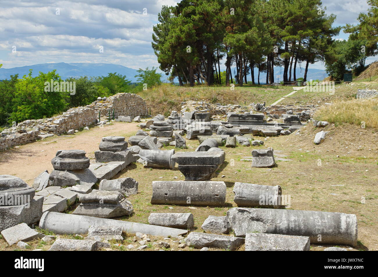 Ruines de Filippi, ville fondée au ive siècle avant J.-C. , puis la colonie romaine. Saint Paul a fondé ici la première communauté chrétienne en Europe. Banque D'Images