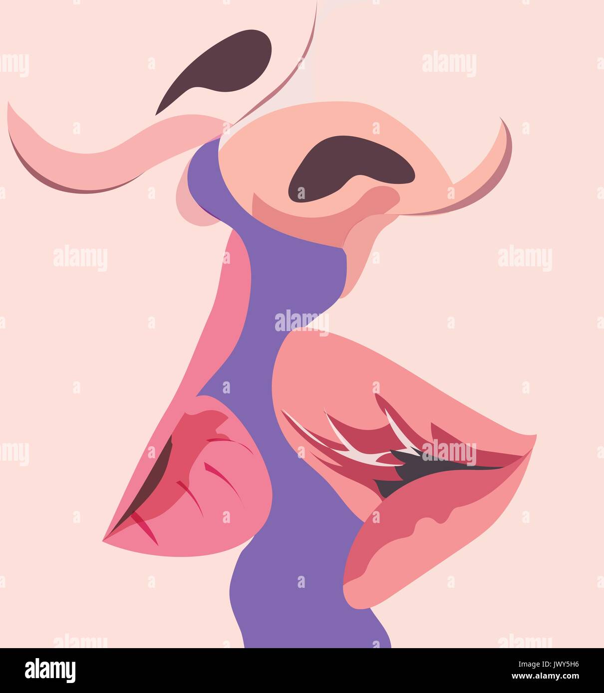 S'embrasser avec passion et tendresse, vecteur ,carte de la Saint-Valentin Illustration de Vecteur
