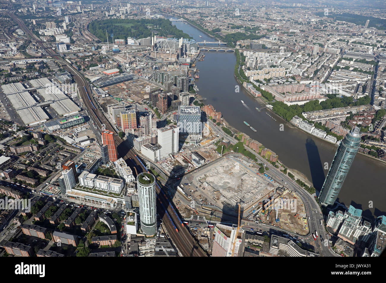 Vue aérienne de l'Elms neuf nouveau développement à Battersea, Londres SW11, UK Banque D'Images