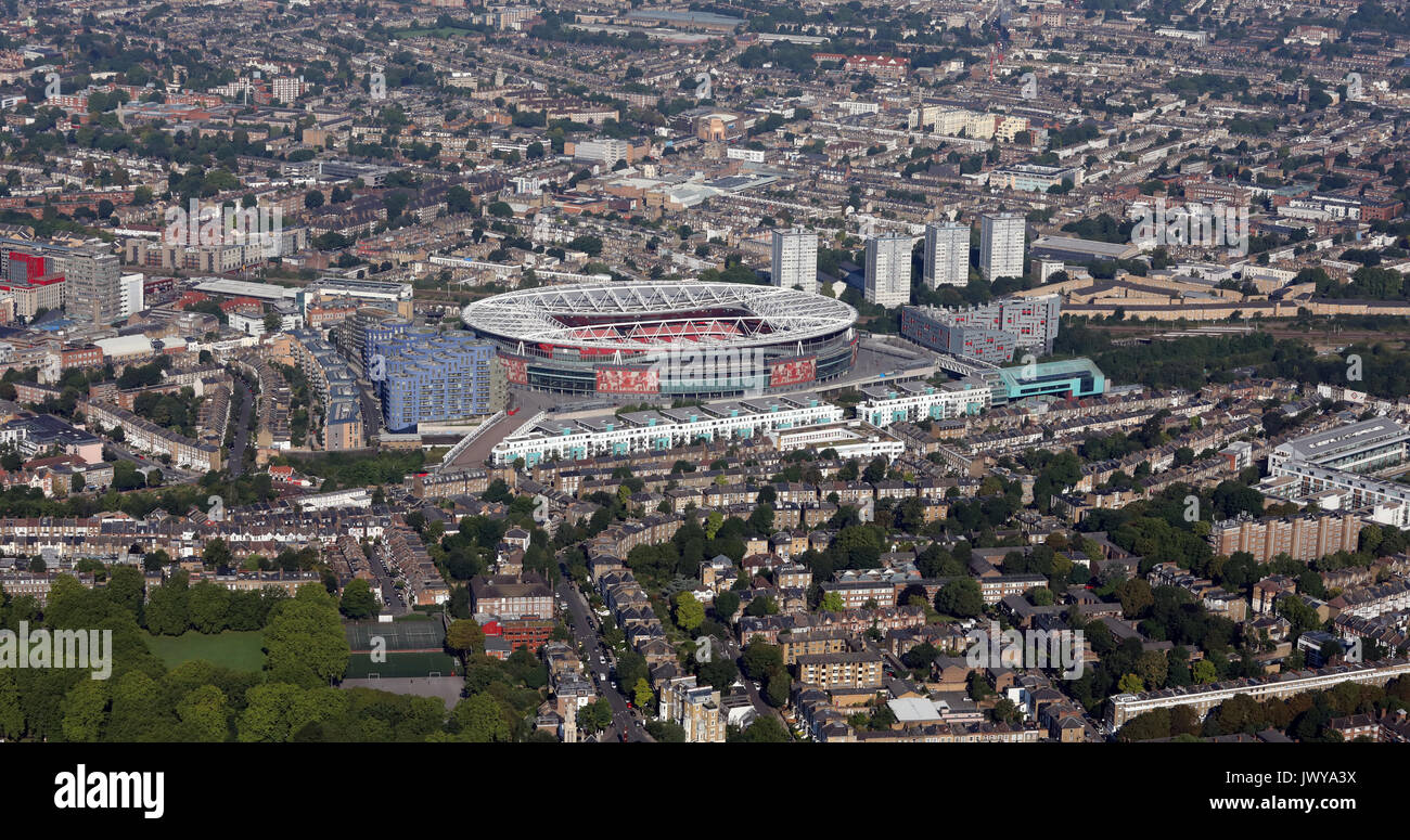 Vue aérienne de l'Emirates Stadium d'Arsenal FC, au nord de Londres, UK Banque D'Images