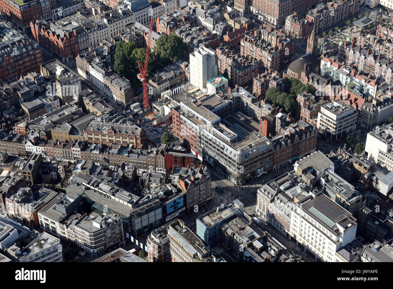 Vue aérienne d'Oxford Street, à l'ouest de Londres, Royaume-Uni Banque D'Images