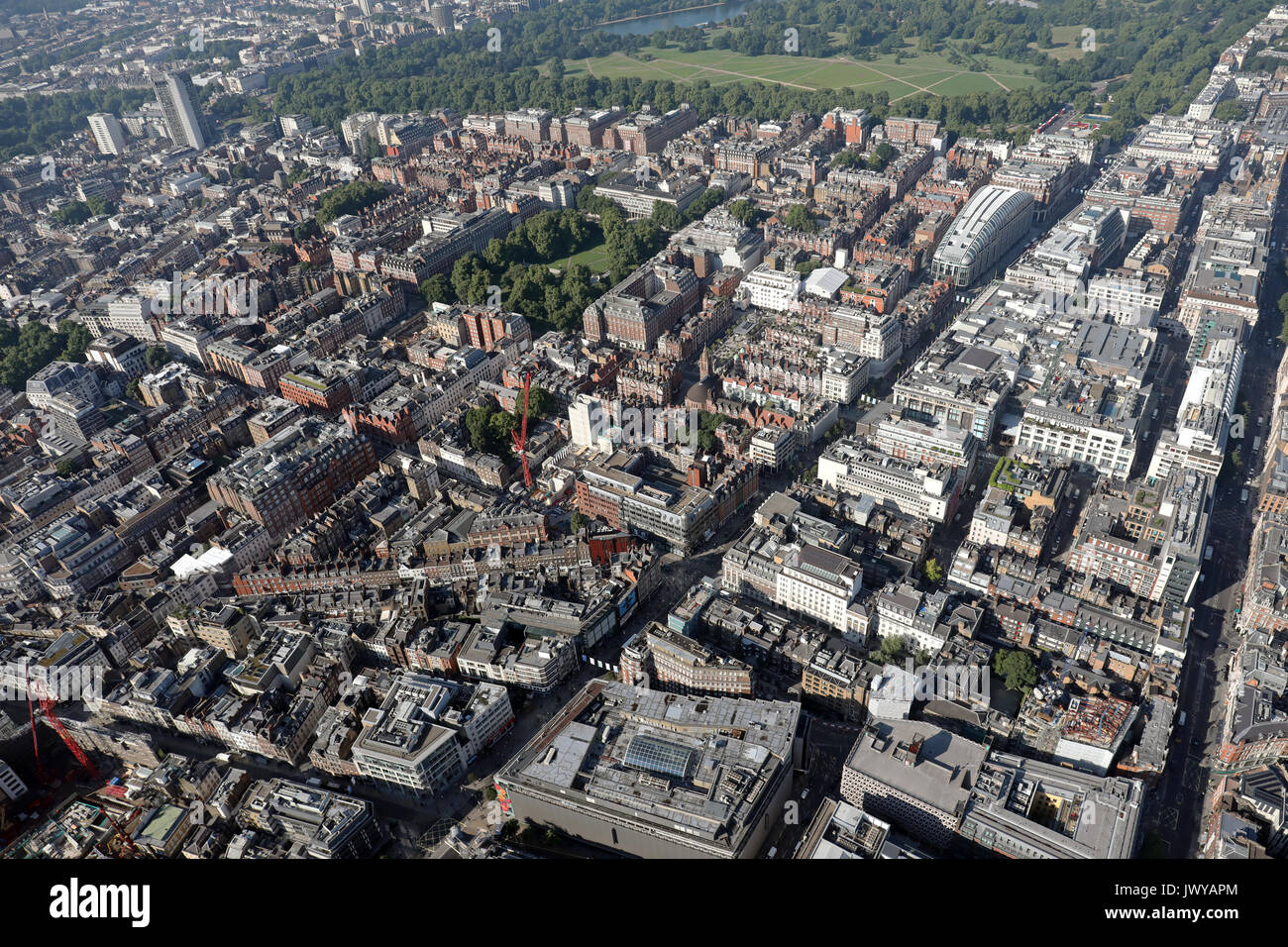Vue aérienne d'Oxford Street, à l'ouest de Londres, Royaume-Uni Banque D'Images