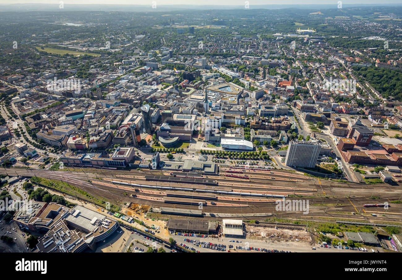 Aperçu de la gare principale de Dortmund, Dortmund, Dortmund, remparts de la Ruhr, en Rhénanie du Nord-Westphalie, Allemagne, Dortmund, Europe, vue aérienne, antenne, antenne Banque D'Images