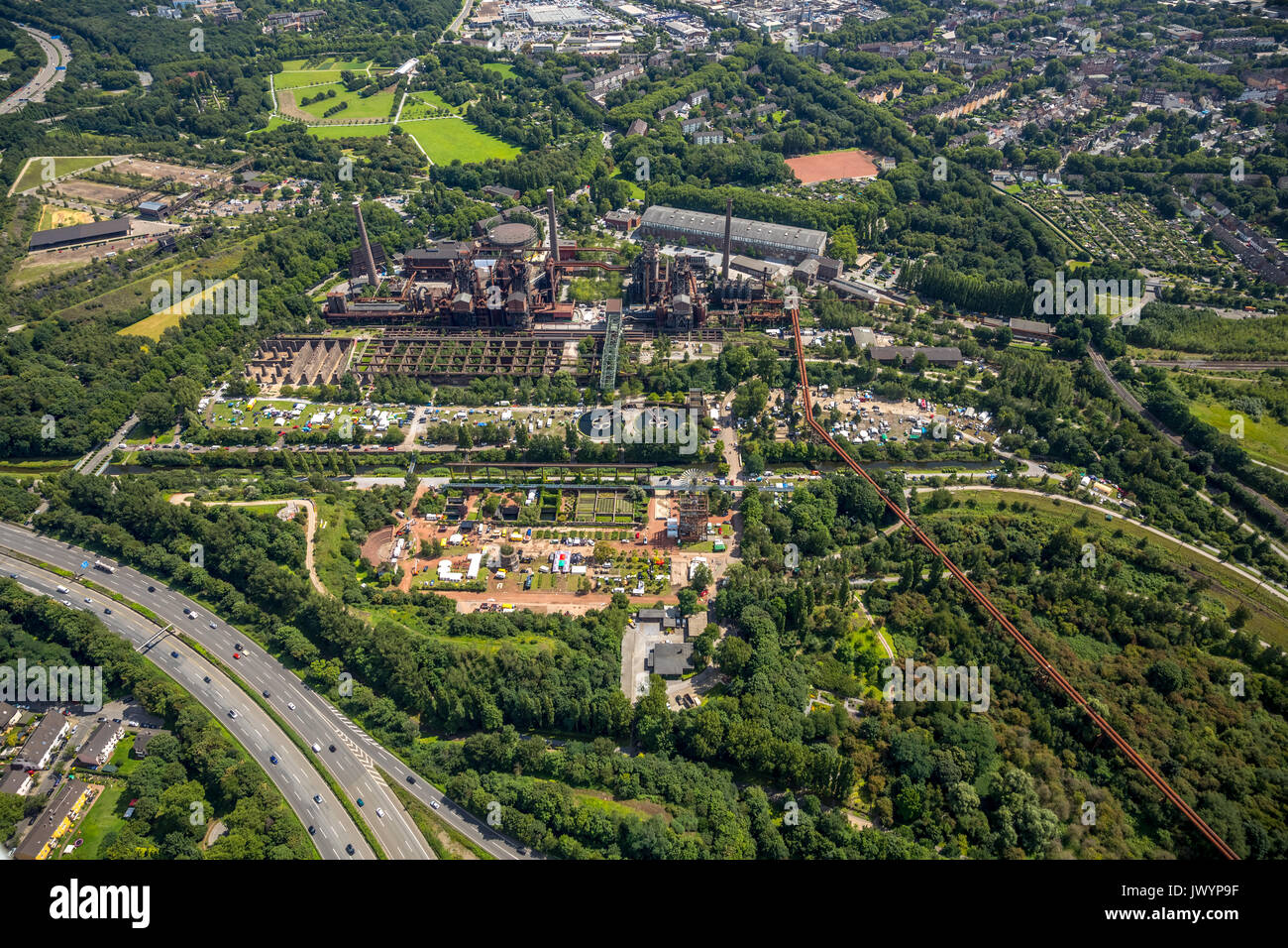 Parc paysager Duisburg - Nord, Emscherstraße, réception ouverte 24h course cycliste, patrimoine industriel, patrimoine mondial, Duisburg, Ruhr, Rhénanie du Nord-Westphalie, Banque D'Images