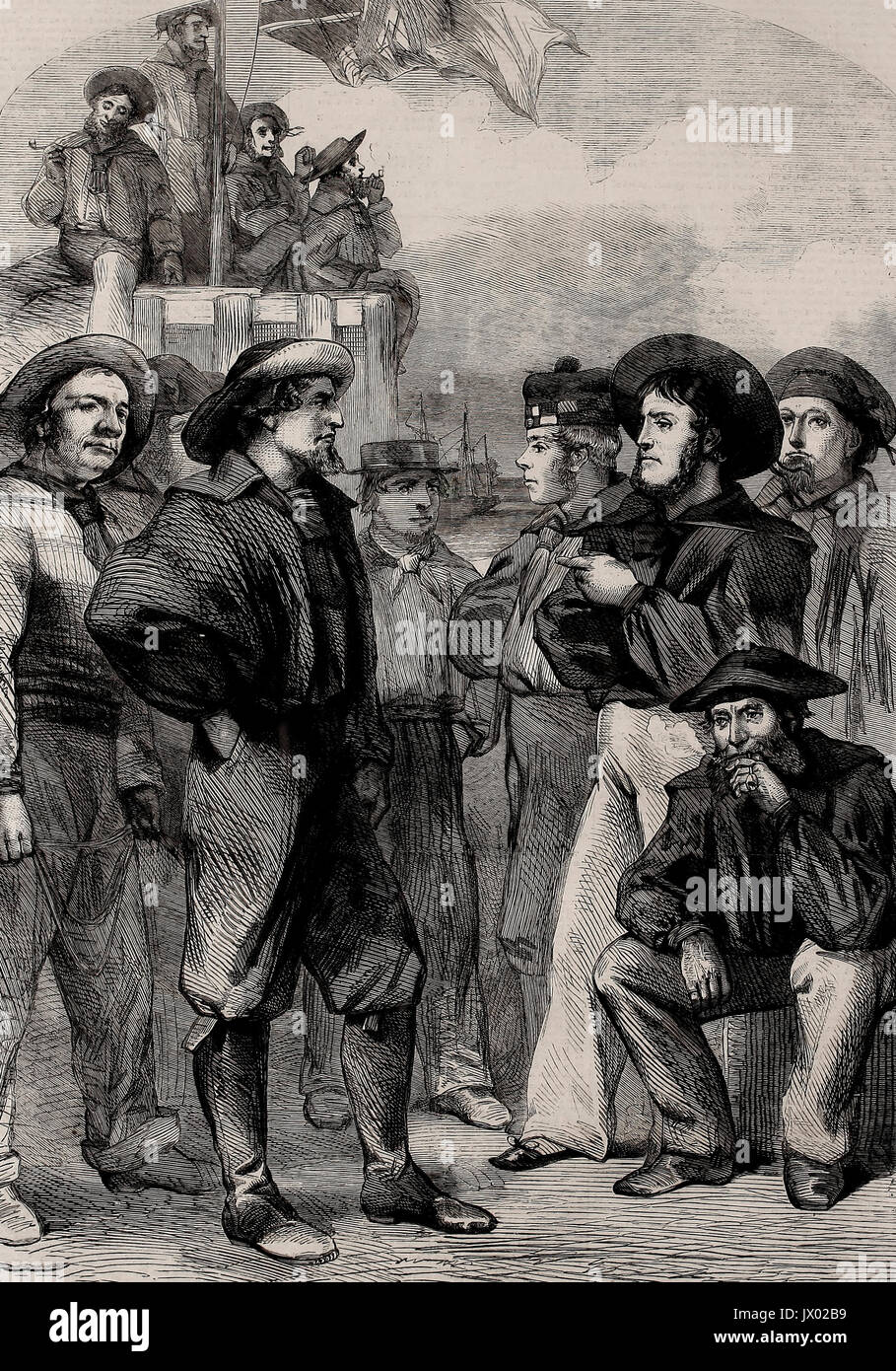 Un groupe de recrues de la Réserve navale, 1860 Banque D'Images