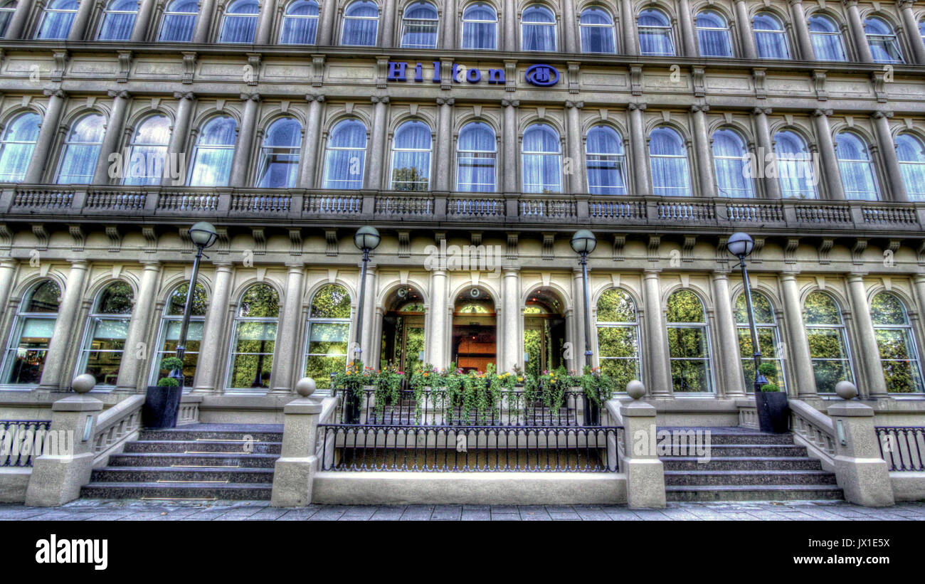 Vue générale de l'hôtel Hilton Glasgow Grosvenor west end nuit Banque D'Images