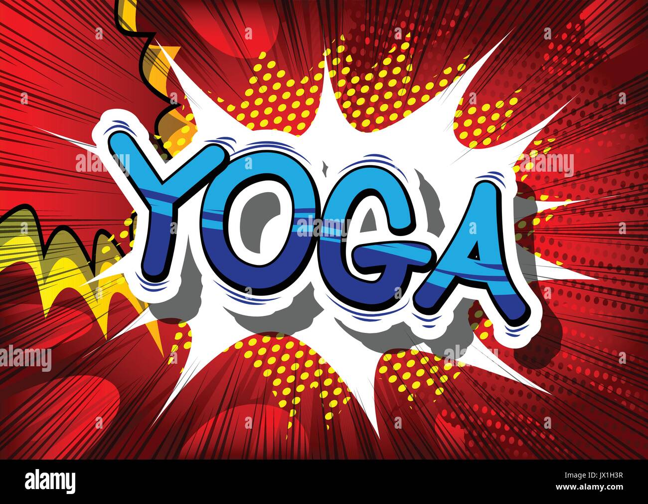 Yoga - comic book style phrase sur fond abstrait. Illustration de Vecteur