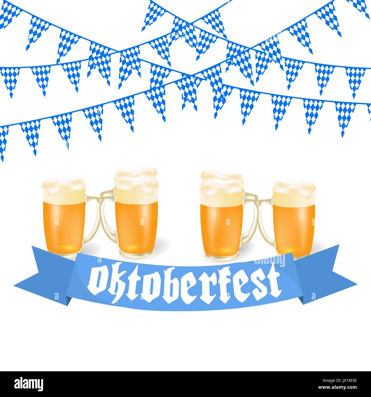 Guirlande Fanions Oktoberfest Bavaroise - 30 Mètres - Bleu & Blanc - Résistante Intérieur/extérieur - Pour Fêtes, Déco