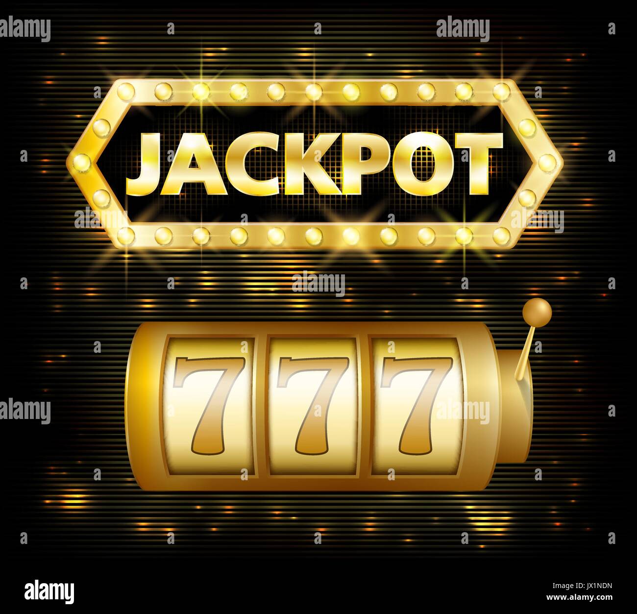 Lotto Jackpot Casino fond label signe. Jackpot Casino 777 jouer gagnant avec texte brillant symbole isolé sur blanc. Vector illustration Illustration de Vecteur