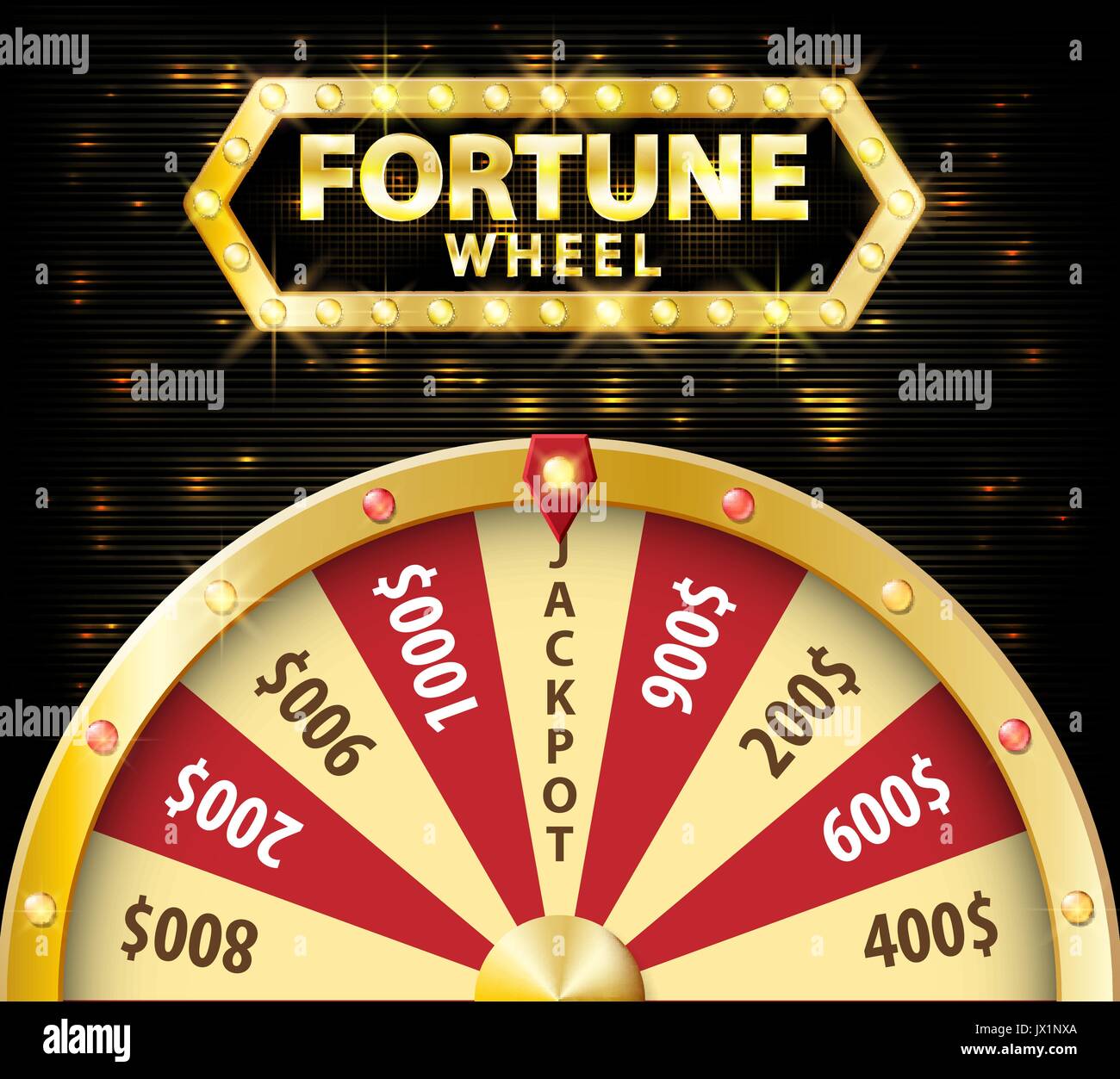 La roue de la fortune réaliste or objet 3D isolé sur fond sombre avec place pour le texte. lucky roulette vector illustration Illustration de Vecteur