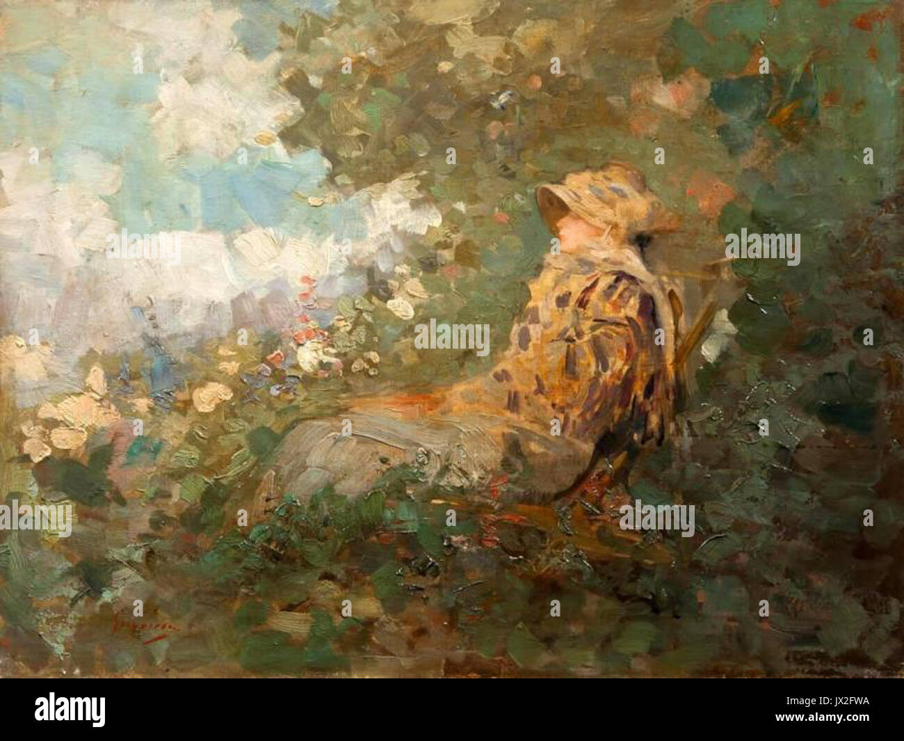 Femme dans le jardin Banque D'Images