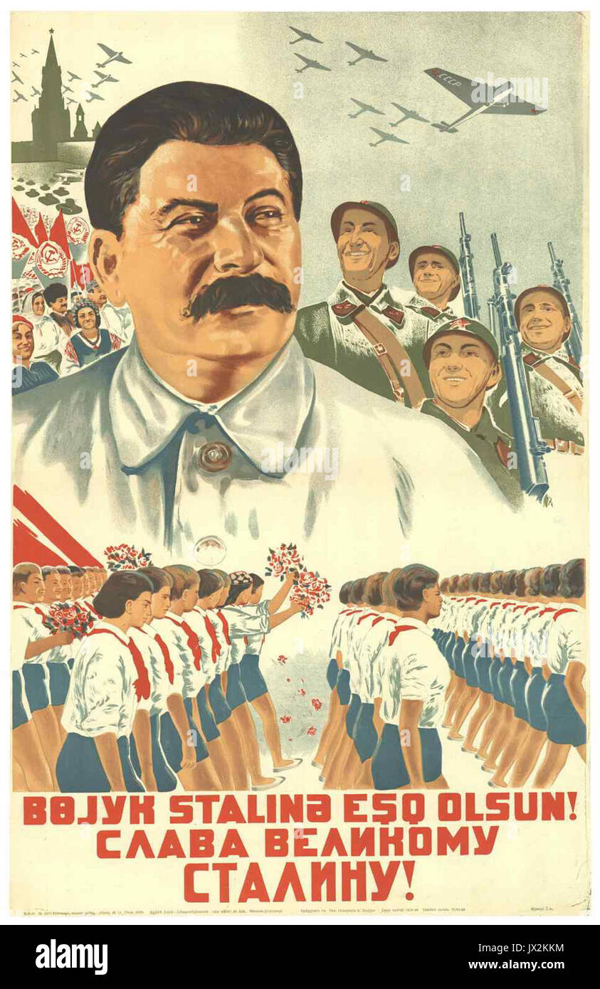 Poster d'Azerbaïdjan 1938 Staline Banque D'Images