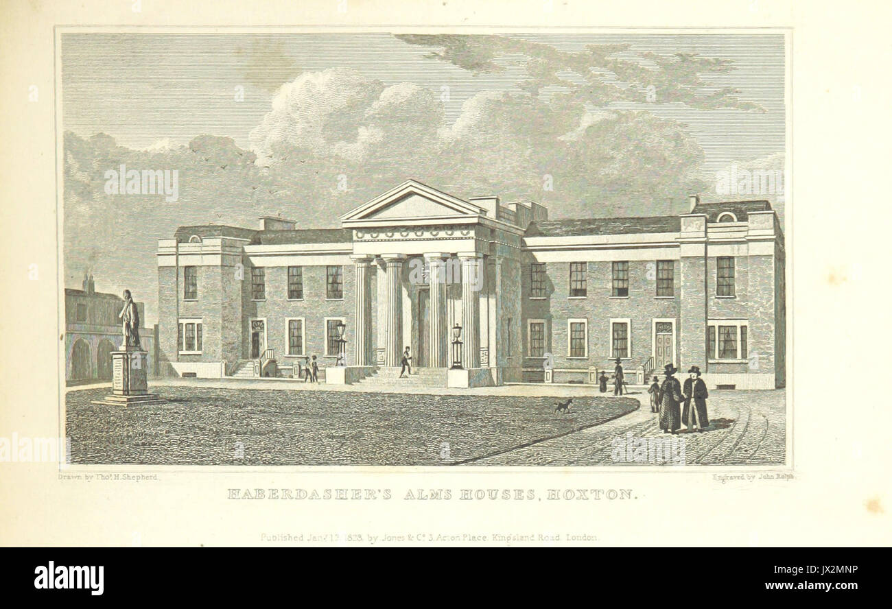 Chemisier's Alms Maisons, Hoxton Shepherd, Metropolitan Améliorations (1828), p307 Banque D'Images
