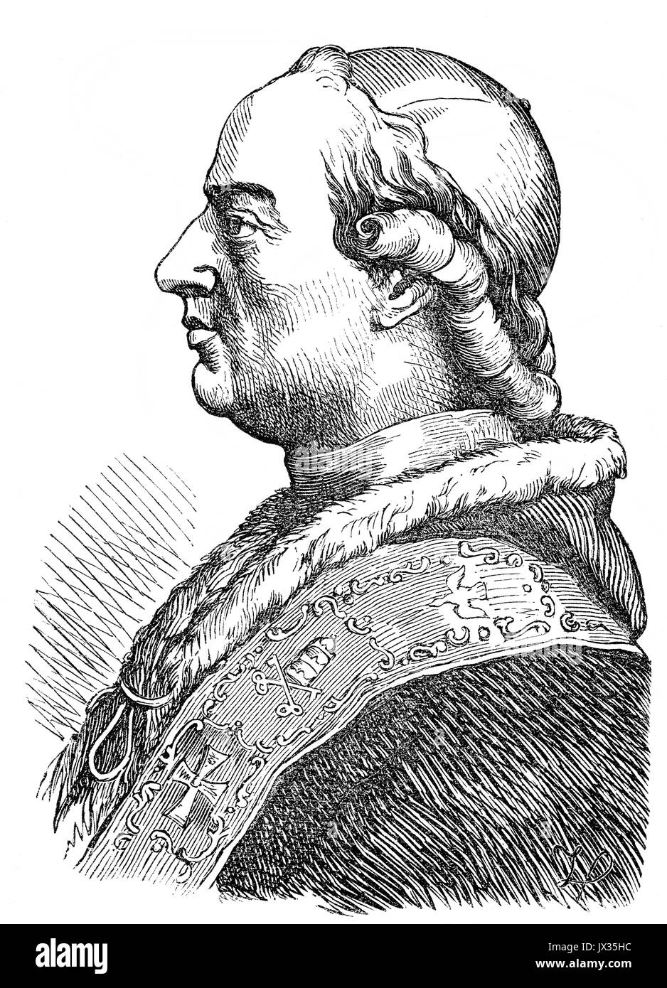 Le pape Pie VI, 25 décembre 1717 - 29 août 1799, régna en tant que Pape du 15 février 1775 à sa mort Banque D'Images