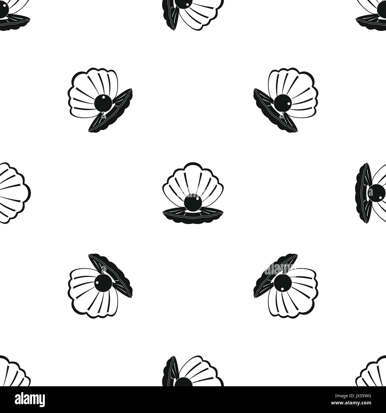 Pearl dans un coquillage noir transparente motif Illustration de Vecteur