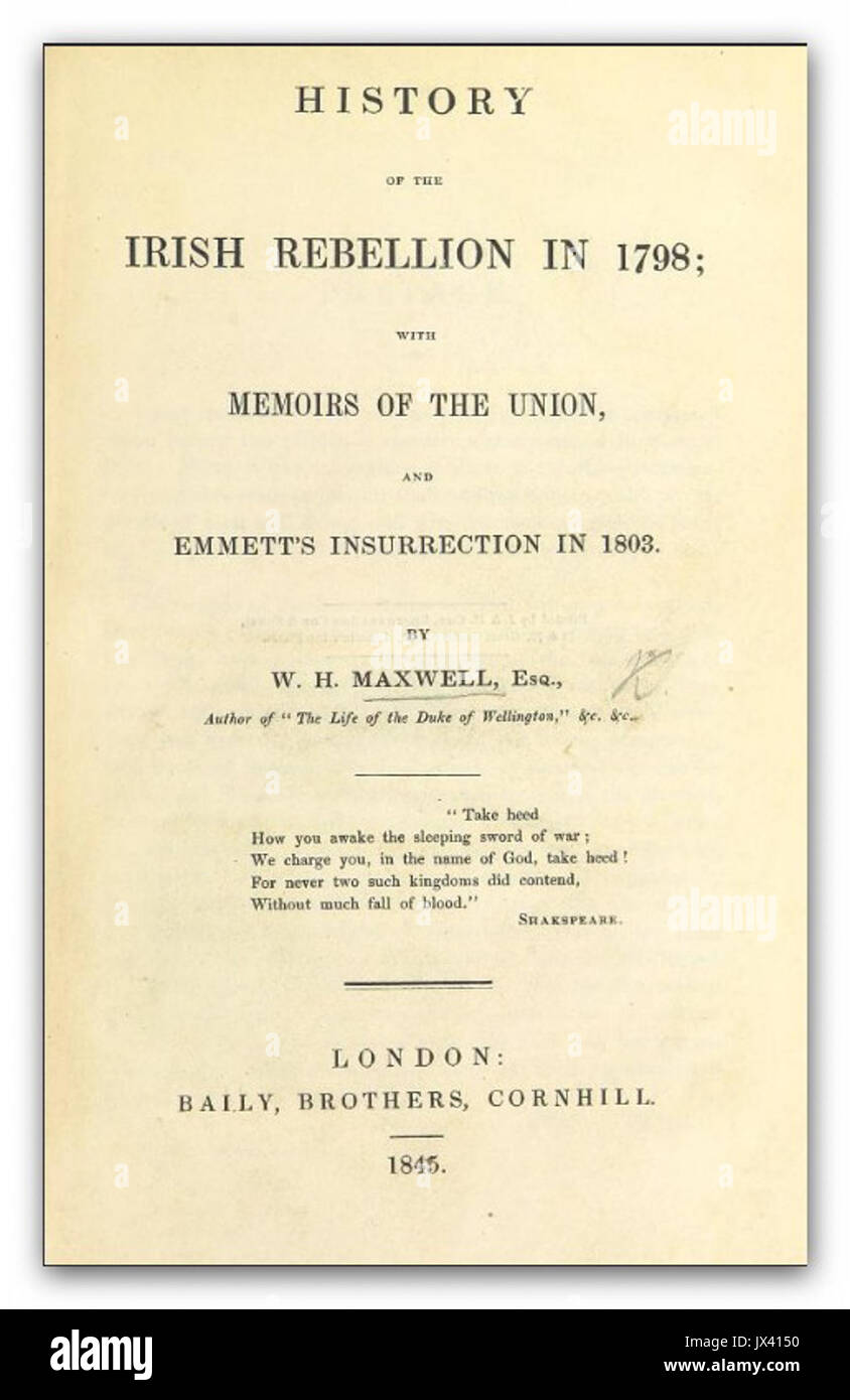 MAXWELL(1845) histoire de la rébellion irlandaise de 1798 Banque D'Images