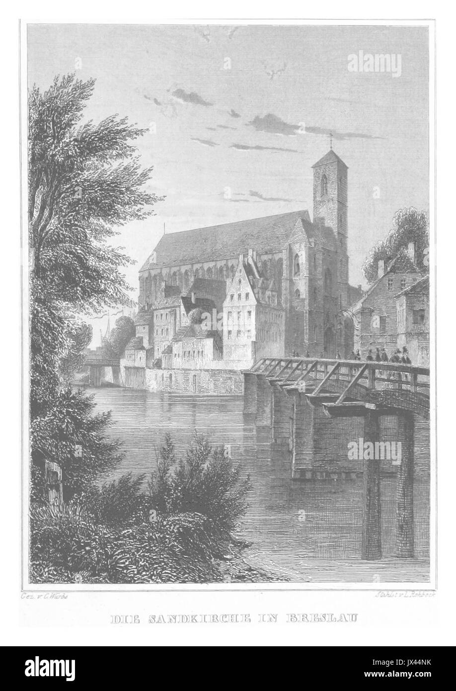 POPPEL(1852) p2 623 BRESLAU, SANDKIRCHE Banque D'Images