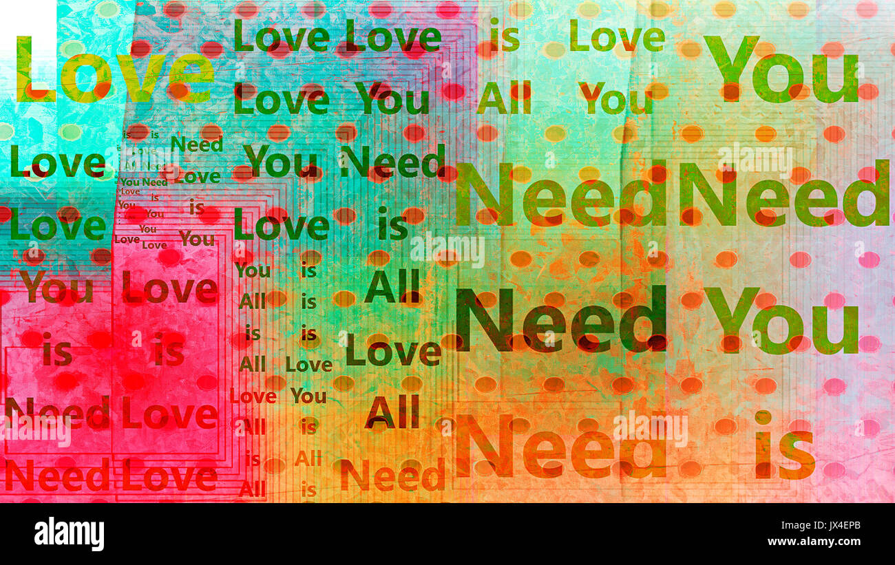 Un 'All You Need Is Love', l'art abstrait arrière-plan. Banque D'Images
