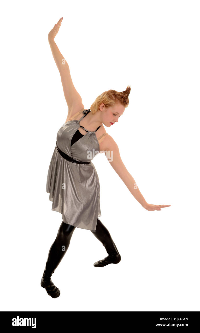 Une femme danseuse Jazz pose en costume avec lignes angulaires Photo Stock  - Alamy