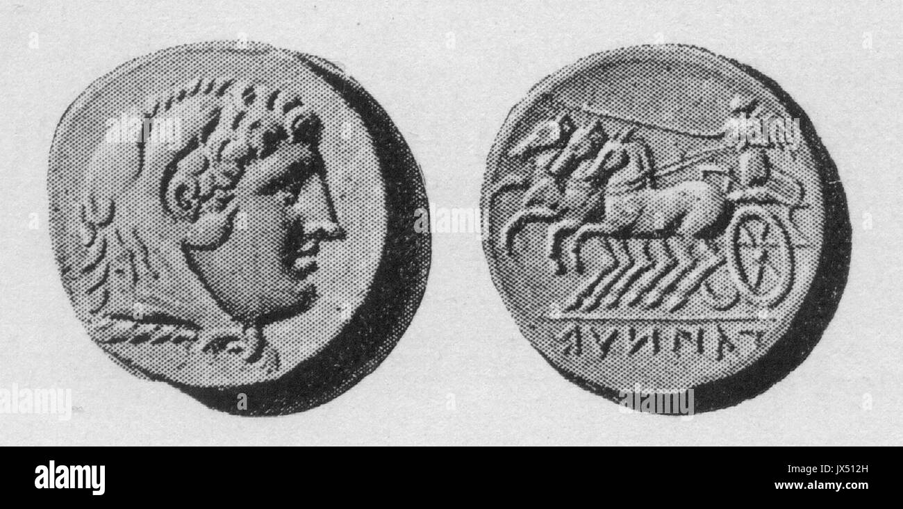 Didrachm tête Teanum Banque D'Images