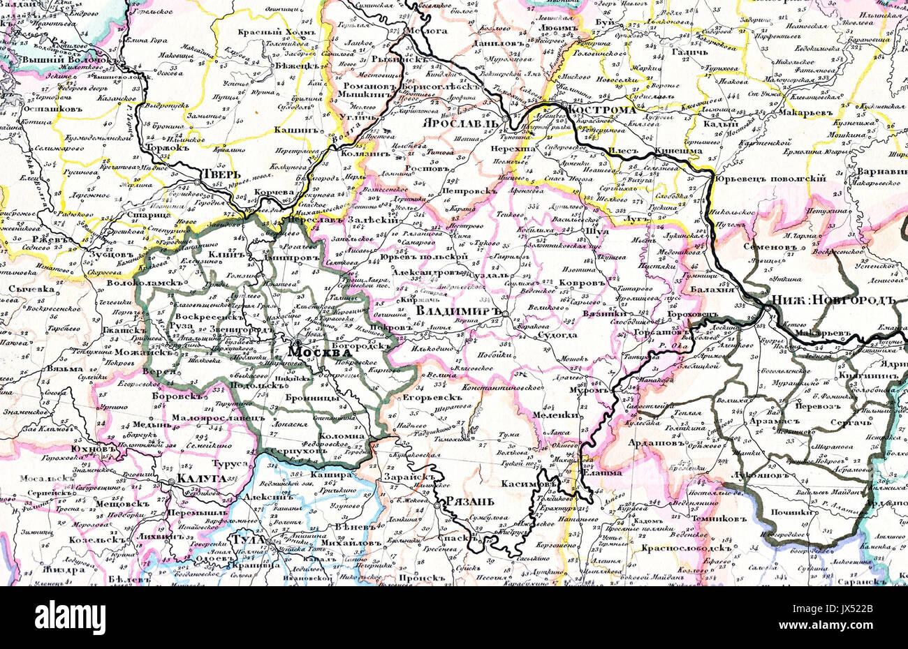 Carte de Russie 1833 Banque D'Images