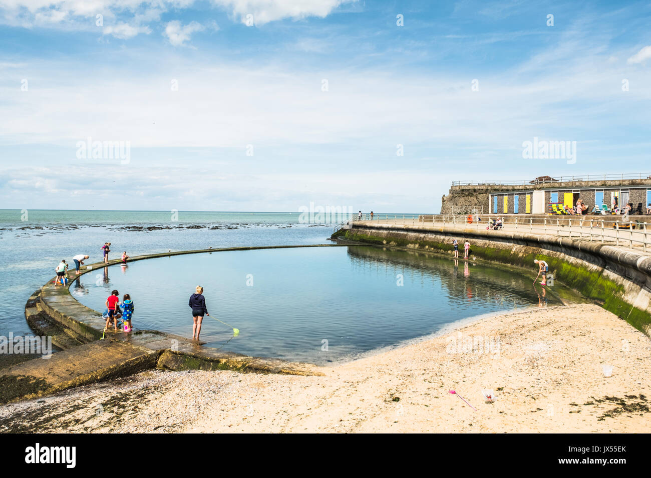 Bassin de marée, Minnis Bay, Kent, UK Banque D'Images