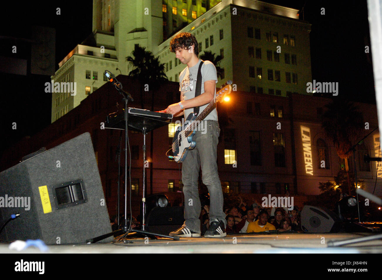 Gordon Moakes bloc party effectue la deuxième édition du festival de musique de détour hebdomadaire Octobre 6,2007,Los Angeles en Californie. Banque D'Images