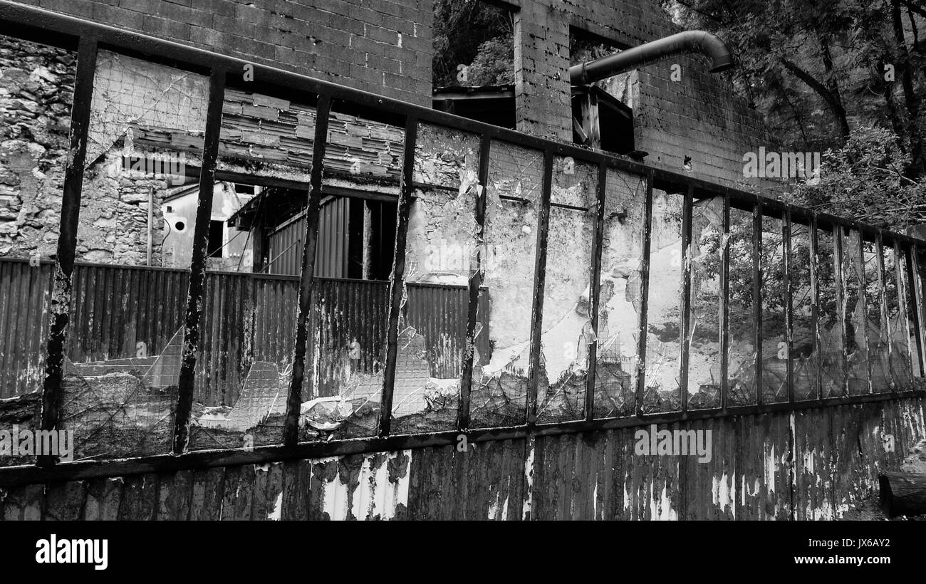 Un tour dans une une scierie abandonnée, Grandvaux Lac, Jura (France) : Banque D'Images