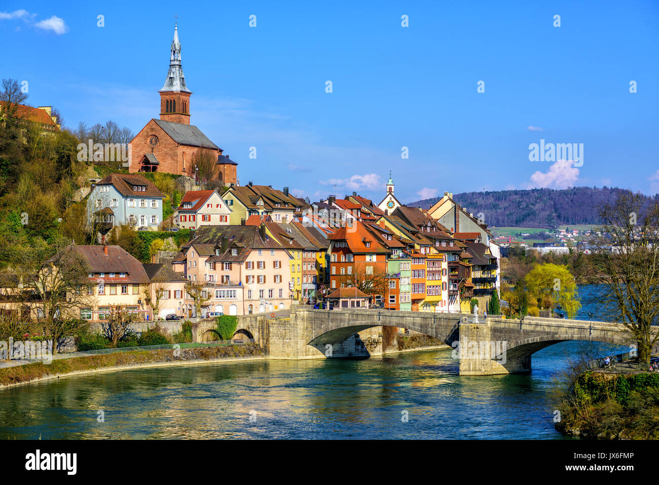 Brugg sur le Rhin est une vieille ville médiévale sur la frontière de l'Allemagne et de la Suisse Banque D'Images