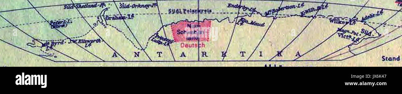 La carte de l'Antarctique avec Neuschwabenland Banque D'Images