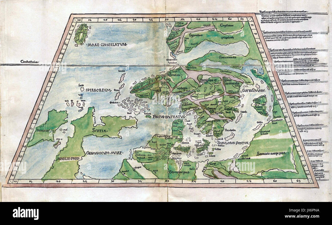 11e carte de l'Europe (Ulm) Ptolémée Banque D'Images