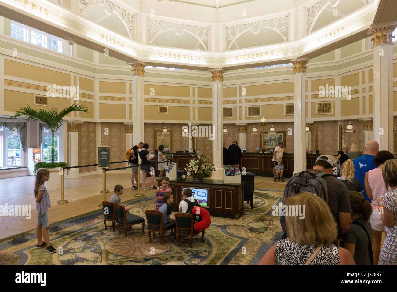 Réception et enregistrement au Port Orleans Riverside Resort à Walt Disney World, Orlando, Floride Banque D'Images