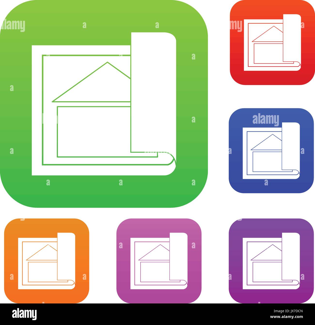 Plan de bâtiment ensemble prédéfini Illustration de Vecteur