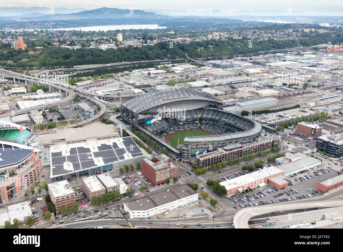 Vue aérienne de Safeco Field Stadium, Seattle, Washington State, USA Banque D'Images
