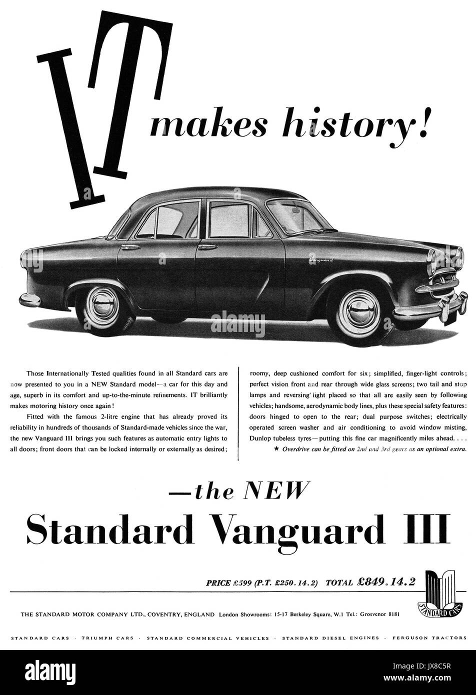1955 La publicité pour le Standard Vanguard III motor car. Banque D'Images