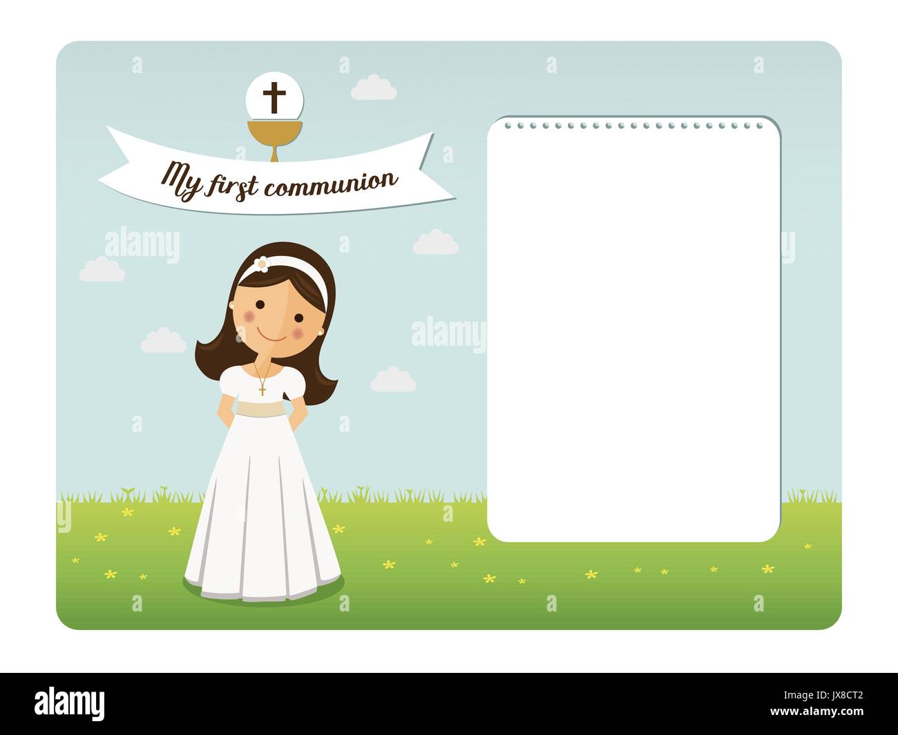 Ma première communion invitation horizontale avec message Illustration de Vecteur