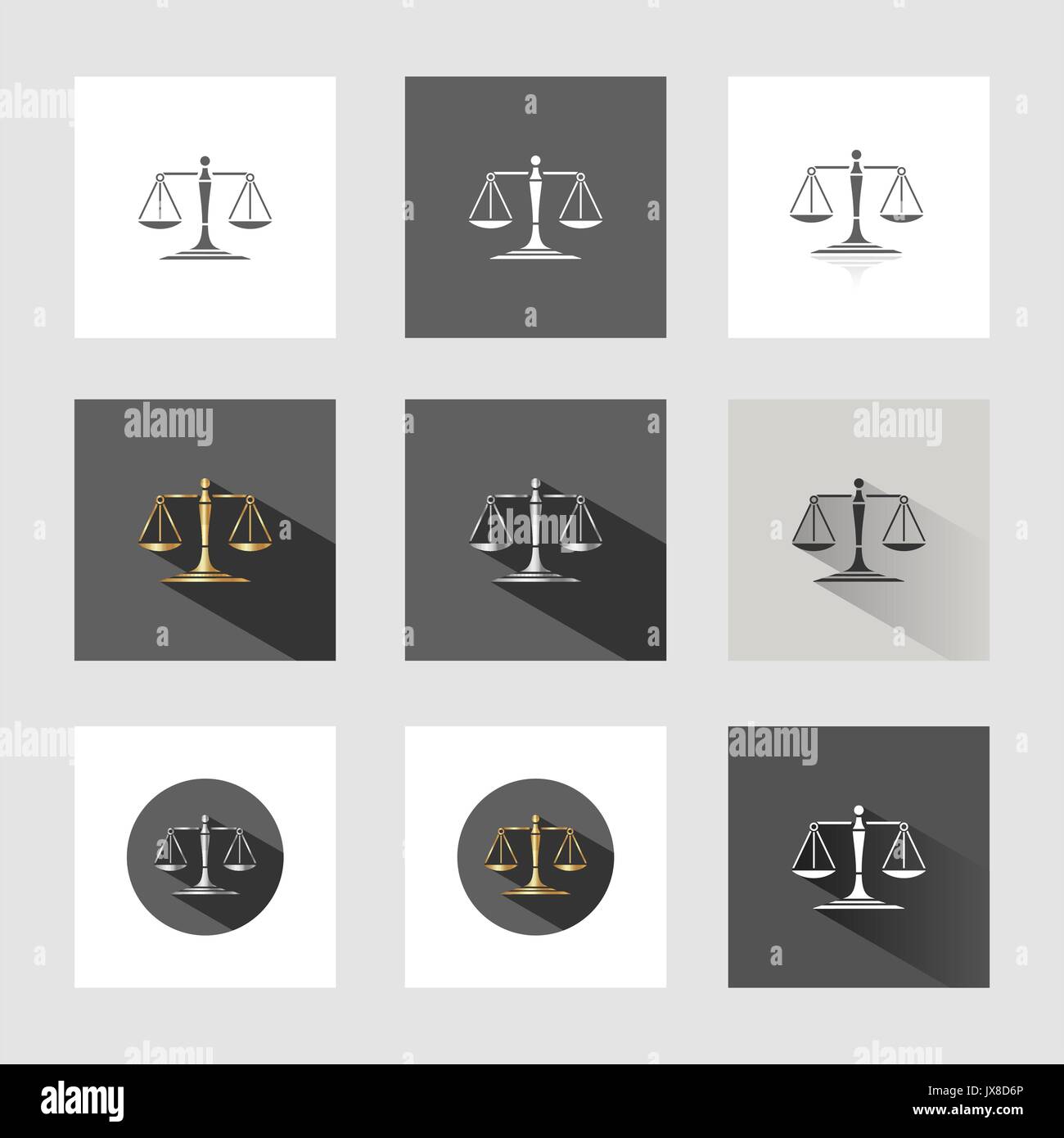 Balance de la justice en différentes versions Illustration de Vecteur