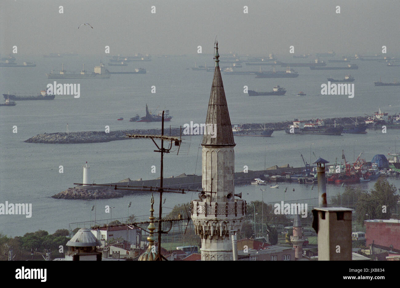 BOSPHORE ISTANBUL - UN GRAND NOMBRE DE NAVIRES ATTENDENT DE PASSER LE DETROIT - ISTANBUL - Istanbul TURQUIE PORT - ARGENT IMAGE © Frédéric Beaumont Banque D'Images