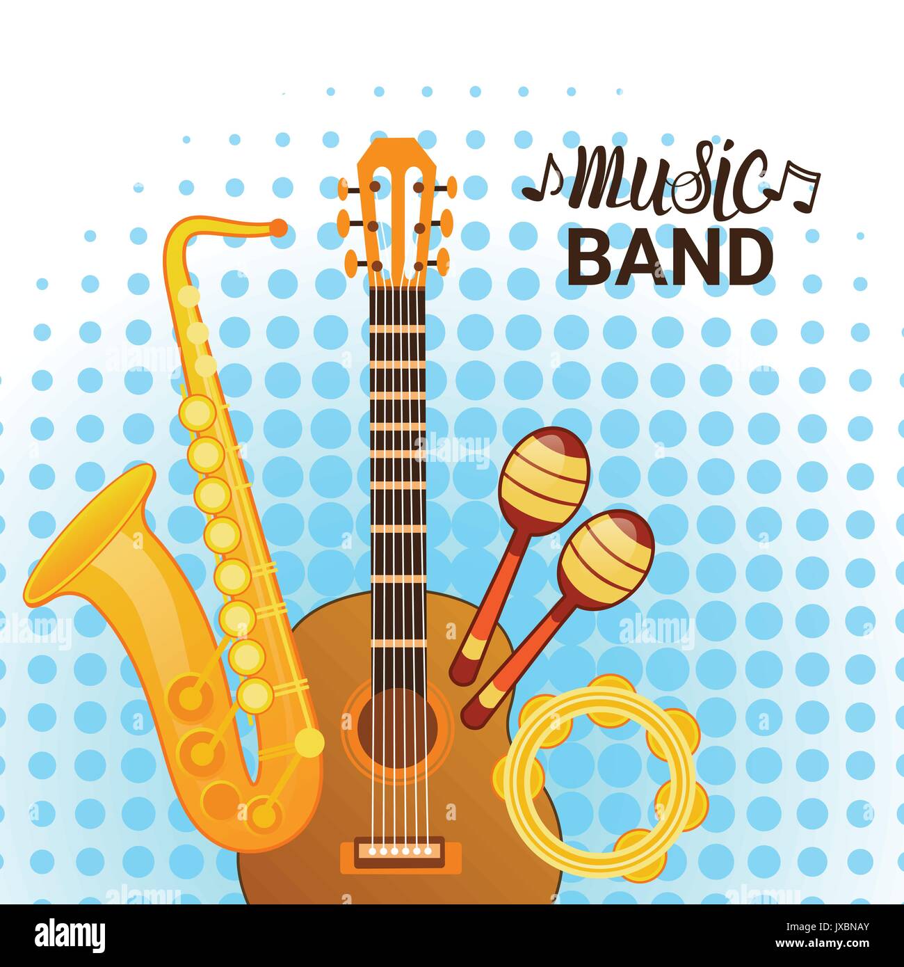 Instruments de musique Concert de bannière Set Concept de l'affiche Illustration de Vecteur