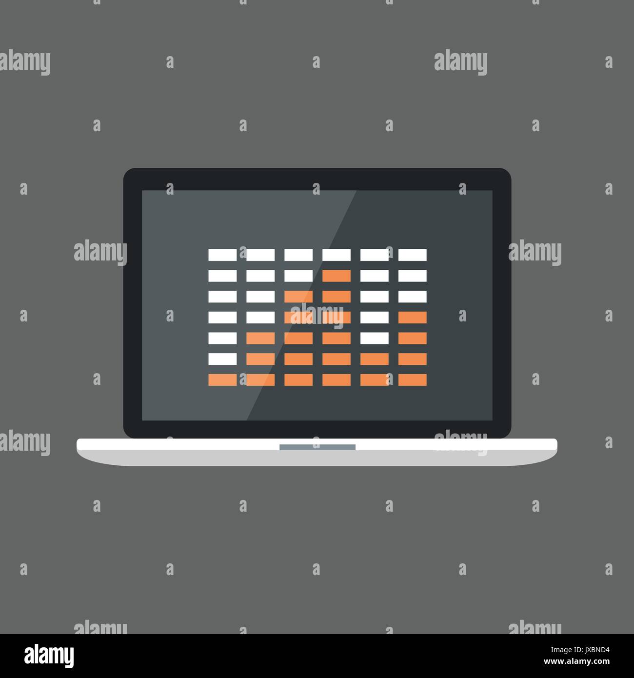 Ordinateur portable avec l'équipement de studio de son icône Equalizer Illustration de Vecteur